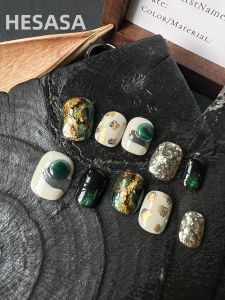 HESASA Pure Hand-Painted Cat Eye Nail Art สไตล์ญี่ปุ่น ชุดเล็บสวมใส่ ความยาวปกติ ไม่มีแบรนด์ ผลิตจากจีนแผ่นดินใหญ่