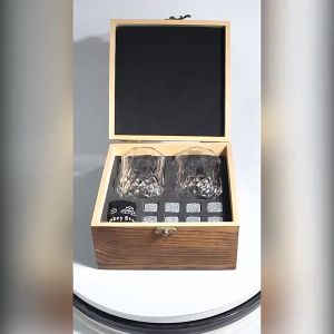 Give Friends Whiskey Mixology Set for 2 with Wooden Box & Accessories – Crystal Glass Gifts