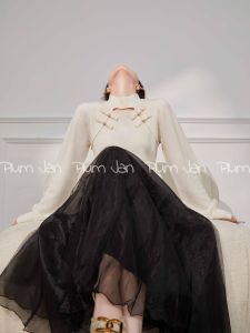 PlumJan | Áo Len Dệt Kim Thiết Kế Phong Cách Trung Quốc Nhẹ & Sang Trọng Pháp cho Mùa Thu Xuân