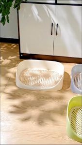 Winky wink ห้องน้ำสุนัขขนาดใหญ่ 2 ชั้น ถาดรองฉี่สุนัข ที่รองฉี่ มินิมอล ห้องน้ำหมาขอบสี่เหลี่ยม มีตะแกรงรองถาด พร้อมเสาเล็ง