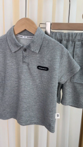 Baby Boy Clothes Sets Terno For Kids Boy Waffle Knit Polo Shirt Cargo Pocket Shorts Cotton 1 Set Korean Style Walking Outdoor Outfit For 6 Months‑5 Years Old