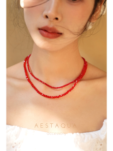 Stunning Red Necklace Christmas New Year Lucky Year Attraction Fashion Jewelry Lockbone Chain Beads Pendant Womens Necklace