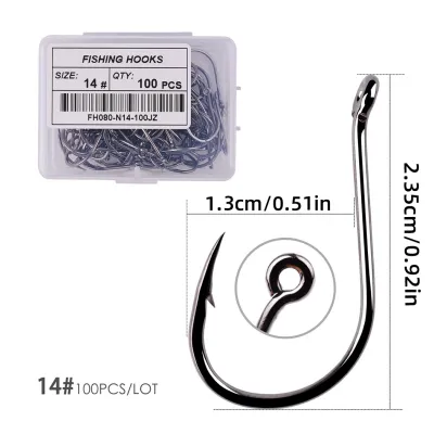 Aorace 100pcs/Box Fishing Hooks Iseama Circle Carp Eyed Fishing Hook Set Size 2-15# Ring Eye Japan Fishhooks Single Jig Hook