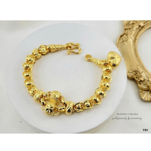 สร้อยข้อมืองานหุ้มทองคำแท้ 24k หนาพิเศษ สวยเทียบทองแท้ ไม่ลอกไม่ดำ