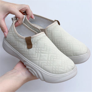 Autumn New Arrival Old Beijing Cloth Shoes Lightweight Plaid Breathable Womens Pumps Slip-on Mom Shoes