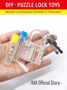 KAK DIY Practice Padlock with Keys Transparent Training Lock Puzzle Lock Intelligence Game Set for Kids Self-assemble Padlock