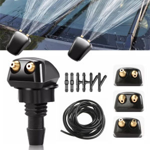 SEAMETAL Car Windshield Wiper Washer Spray Nozzle Dual Hole Hose Wiper Water Jet Adjustable Spray Nozzle Connector Washing Kit