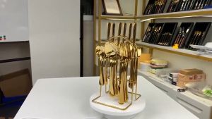 24 Pieces Luxury Tableware Cutlery Set Stainless Steel Tableware Set Gold Tableware Set Knife Fork Spoon Dishwasher Table