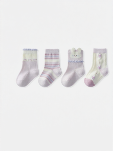 SHI YUE JIE JING | Breathable Girls All-Season Mid-Calf Cotton Socks
