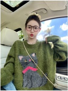 SUOSHE | Plus Size 300 Pounds Soft Lazy Style Cartoon Round Neck Sweater