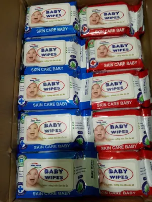Sỉ combo 5 gói đỏ + 5 gói xanh khăn ướt baby wipes 80g an toàn cho bé.