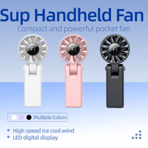 SGLOBFY Portable Small Folding Fan 5 Speeds Hanging Mini Handheld Fan Strong Wind Silen