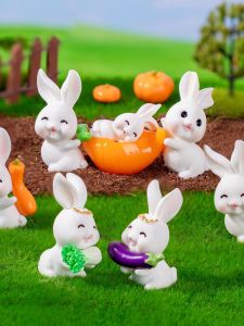 Creative Miniature Garden Decorations Cute Cartoon Animal Vegetable Resin Figurines DIY Gardening Flower Pot Accessories