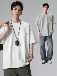 Wood soon | Round Neck Solid Pocket Casual Short Sleeve T-Shirt