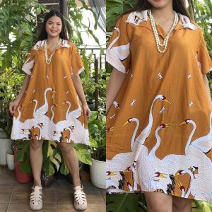 PLUS SIZE BELLA POLO DRESS WITH POCKET CHALLIS FABRIC| L-3XL