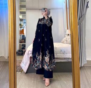 Ruang Setelan - Laveta Set Tunik Rayon Premium mix Crincle Airflow Adem Busui