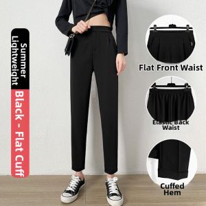 YAYANGREN | Women Summer Thin Business High Waist Straight Harem Cropped Trousers