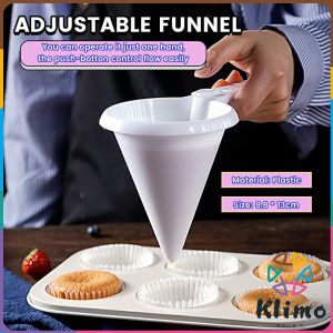 Klimo White Adjustable Plastic Funnel for Baking Cake Decorating Tools Kitchen Accessories Easy Operating Funnels