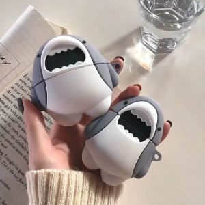 Raimondo Casing Pelindung Headset Bluetooth Nirkabel Penutup Cangkang Lucu Silikon Hiu Kartun Untuk Airpods 1/2/3/Pro