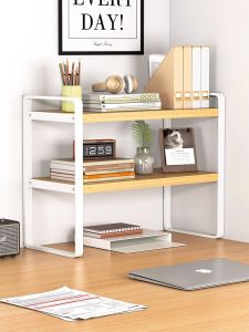 Multi-Layer Iron Art Desk Organizer Bookshelf Office Desk Storage Rack Student Double Layer Table Top Shelf Self-Assembly Economical Model