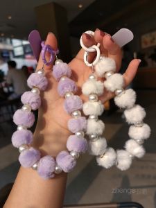สร้อยข้อมือผ้าขนสัตว์สั้น สร้อยข้อมือลูกปัด กระเป๋าใส่กุญแจ แฟชั่น น้ำหนักเบา ทนทาน สำหรับโทรศัพท์มือถือ ชิ้นส่วนดิจิทัล