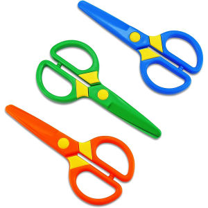 Plastic Safety Scissors Blunt Tip Scissor Preschool Training Art Crafts Hand Eye Coordination Development Playdough Tools