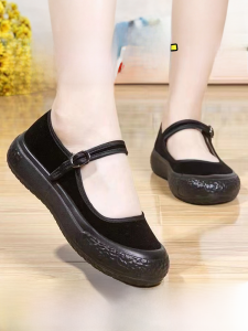 New 2025 Womens Soft Bottom Lightweight Anti-slip Work Black Cloth Shoes Dance Shoes Mom Shoes Traditional Beijing Cotton Shoes