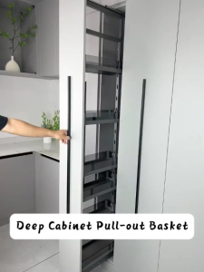 Aluminum Alloy Pull Out Tall Rack Dual Rail System With Adjustable Basket Multilayer High Cabinet