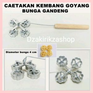 Cetakan Kue Kembang Goyang Bentuk Bunga 4 cm Cabang Gandeng Isi 4 Anti Lengket