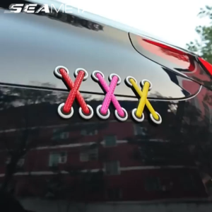 SEAMETAL 3D Shoelace Decal Stickers for Car Motorcycle Creative Silicone Scratch Cover Decor Auto Body Helmet Electric Scooter Modification Accessories