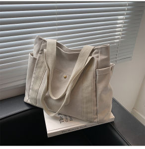 Canvas Bag New Womens Shoulder Bag Large Capacity Versatile Commuter Bag for Students Casual Zipper Closure Satchel