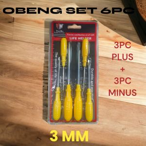 OBENG SET 6PC 3MM GAGANG PLASTIK MURAH D3605