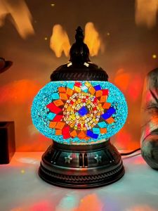 โคมไฟตั้งโต๊ะคาเฟ่สีสันสดใสสไตล์ตุรกี โคมไฟแสงสวยงาม โคมไฟสร้างบรรยากาศ โคมไฟสร้างสีสรร โคมไฟกระจกสวยงาม