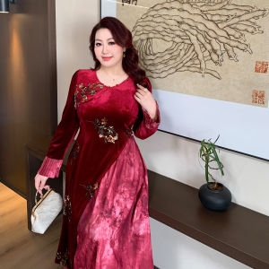 GLEC | Festive New Chinese Style Velvet Womens Dress