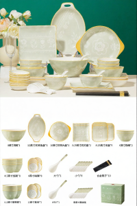 JINGDITAOCI | Home Use New Style Underglaze Ceramic Tableware Set Gift