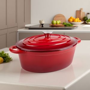 ZHUOLESHI | Nồi Sắt Đúc Phủ Men Oval Chống Dính Hợp Tác Với Lò Nướng