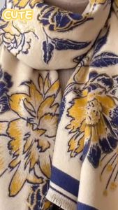 Khăn dạ cashmere hoa cao cấp