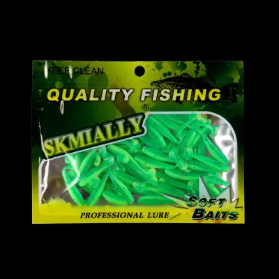 50pcs Mini Soft Fishing Lures T-tail Worm Lure Silicone Artificial Bait Bass Pike Fishing Tackle