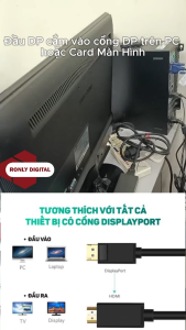 Dây Cáp chuyển Displayport sang HDMI DP to HDMI dài 18M hỗ trợ FullHD 60-144hz 2K 60hz - 2k 144hz 4K 30hz - 4k 60hz
