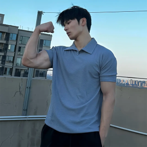 ZHUOCAN | Áo Polo Tay Ngắn Đen Mỹ Form Slim Fit