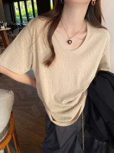 White Icy Thin Breathable Loose Minimalist Slimming Short Sleeve T-Shirt
