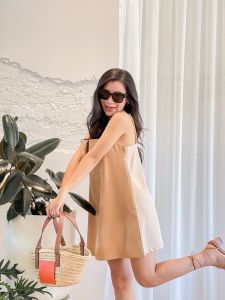 Canwear_Studio ll Two-tone dress เดรสสายเดี่ยวทรงตรง เดรสมินิมอล เดรสคุณหนู เดรสไปทะเล เดรสสั้น เดรสทูโทน เดรสสองสี เดรสหวานๆ เดรส ชุดเดรส
