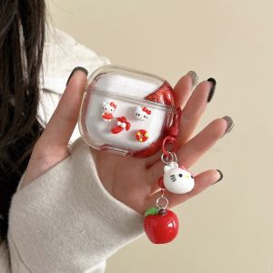Sanrio | Original Sanrio Hello Kitty Cartoon Quicksand Earphone Case For Airpods 4 3 2/1 Pro 2 Pro 3 Headset Cover Pendant for Girls Gift