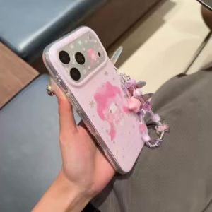 Sanrio | Ốp Điện Thoại iPhone 17/16/15 Pro Max Hình Sao Hoạt Hình Dễ Thương Có Kim Tuyến Kèm Dây Đeo - Chống Sốc Chống Xước Chống Bụi Chất Liệu Nhựa