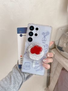 Samsung S25 Ultra Edge Protective Case with Stand Magnetically Attracted Acrylic Cute Creative Simple Style Samsung Phone Case