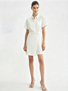 AMII | Commuter Style Sequined Floral Half-Placket Layered Dress