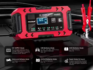 【Local shipping】DEKES Motorcycle Car Battery Charger 12v 6a Intelligent Repair Fast Power Charging Digital LCD Display