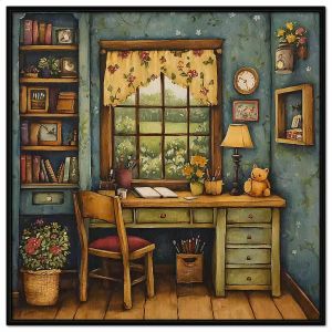 Tranh vẽ góc học tập. Tranh treo tường dán tường sơn dầu tranh trí canvas. CGI-1414