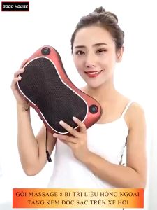 Gối massage hồng ngoại 8 bi cao cấp gối mát xa cổ vai gáy công nghệ Nhật Bản bảo hành lỗi 1 đổi 1