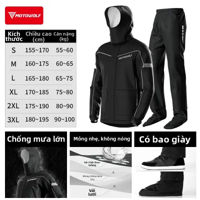 MOTOWOLF | Bộ Áo Mưa Đi Xe Máy Chống Thấm Nước